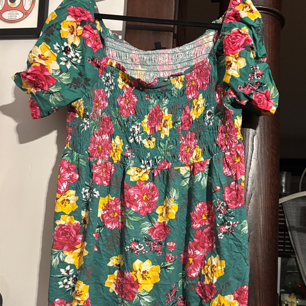 Torrid Floral Shirt with Pink and Yellow Flowers